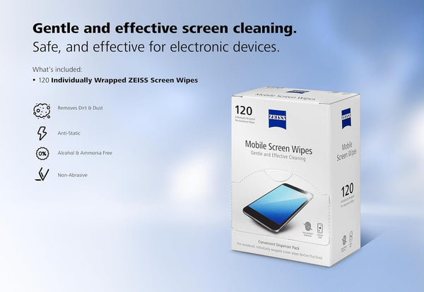 ZEISS Pre-Moistened Wipes, Screen Cleaner, 120 Count 120 Count (Pack of 1) 120 count Box screen wipes