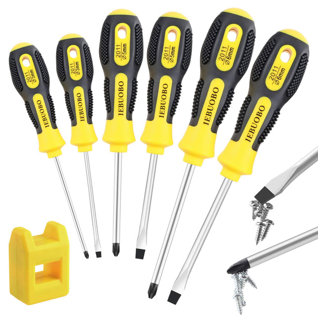 6 Piece Precision-Magnetic-Screwdriver-Tool-Set-Phillips-Flat-Head Tips Screw Driver Small Flathead Non-Slip for Repair 