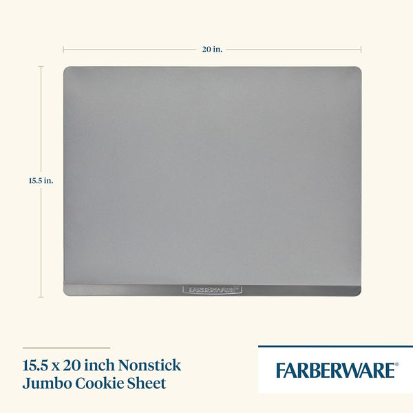 Farberware GOLDEN BAKE Nonstick Jumbo Cookie Sheet, Cookie Sheets for Baking Nonstick, 15.5-Inch x 20-Inch, Light Gray 15.5" x 20" Cookie Sheet