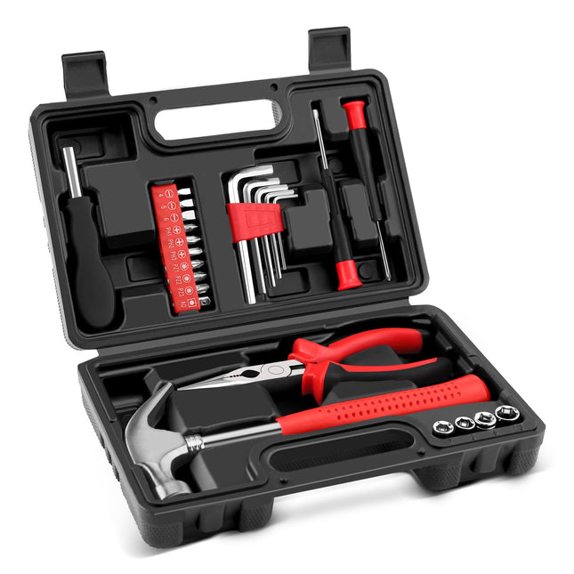25 Piece Tool Set, Small Home Tool Kit for Men Women, Mini Basic Household Hand Tools Kit with Plastic Tool Box for All 