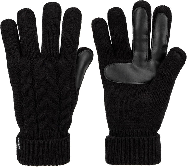 isotoner Women's Touchscreen Cable Knit Sherpasoft Gloves One Size Black