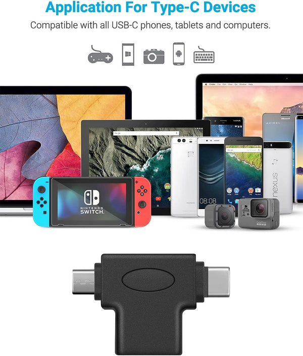 2 in 1 OTG Converter USB 3.0 to Micro USB and Type C Adapter | Female to Male and Male Connector, 2 Pack