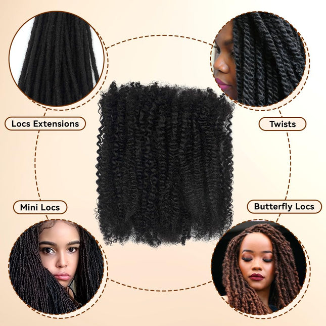 Premium Afro Kinky Bulk Human Hair 100%, Afro Kinkys Human Hair Bulk for Dreadlo