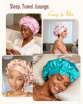 BONNET QUEEN Double Layer Silk Bonnet for Sleeping for Women Satin Lined Bonnet Night Cap for Curly Hair with Tie Band, Single Layer, Aqua Blue