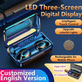 Wireless Earbuds, Earphones Bluetooth 5.3, Touch Control Noise Reduction Headphones for Work/Sport,Hifi Digital LED Display Charging Case, IP7