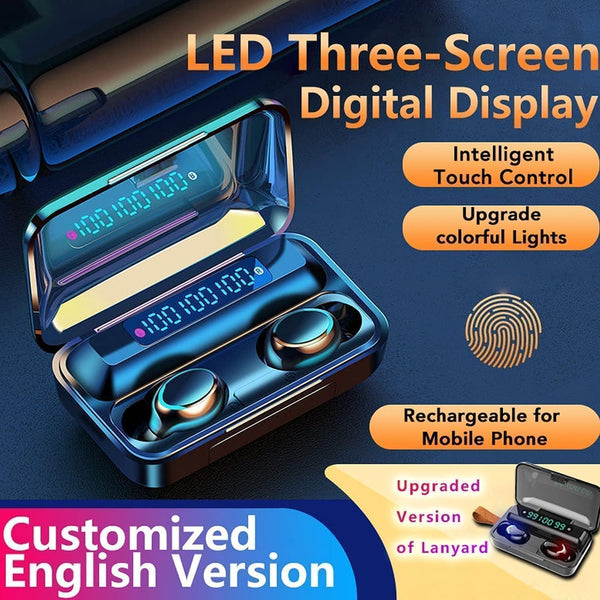 Wireless Earbuds, Earphones Bluetooth 5.3, Touch Control Noise Reduction Headphones for Work/Sport,Hifi Digital LED Display Charging Case, IP7