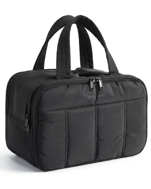 BAGSMART Travel Toiletry Bag, Puffy Large Toiletry Bag for Women, Lightweight Cosmetic Makeup Bag Organizer with Handle for Traveling,