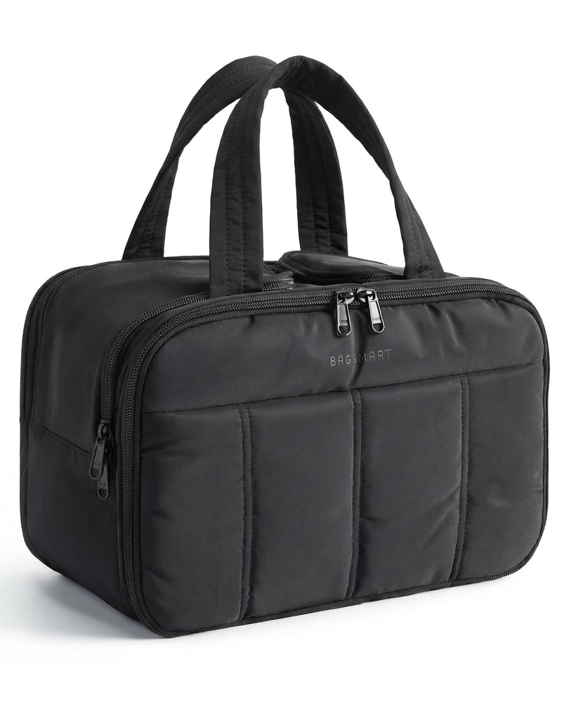 BAGSMART Travel Toiletry Bag, Puffy Large Toiletry Bag for Women, Lightweight Cosmetic Makeup Bag Organizer with Handle for Traveling,