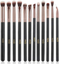 MSQ Eye Makeup Brushes 12Pcs Rose Gold Eyeshadow Makeup Brushes Set with Soft Synthetic Hairs & Real Wood Handle for Eyeshadow, Eyebrow, Eyeliner,