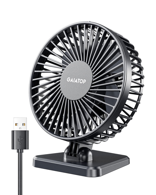 Gaiatop USB Desk Fan, Small But Powerful, Personal Portable Quiet 3 Speeds, Adjustable Mini Table Desktop fan for Coolin