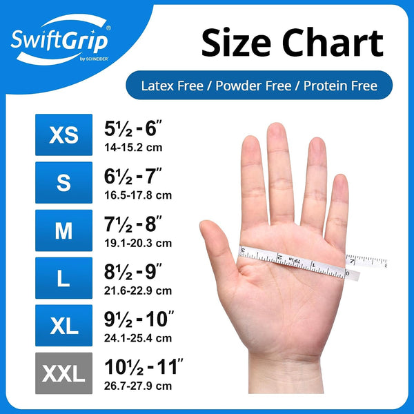 SwiftGrip Disposable Nitrile Exam Gloves, Blue, Latex Free, Medical Gloves for Cleaning, Food-Safe, Powder Free, Non-Sterile 100 Medium