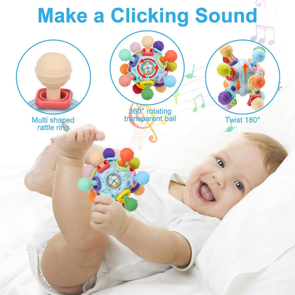 Baby Montessori Sensory Toys for 0-6 6-12 Months, Baby Teether Teething Toys for Babies 0 3 6 9 12 18 Months, Newborn Infant Learning