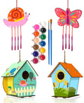 Home Composer 4 Pack DIY Bird House Wind Chime Kits for Children to Build and Paint, Wooden Arts and Crafts for Kids Girls Boys Toddlers Ages 8-12