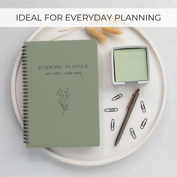 Aesthetic 2025-2026 Academic Planner - A Beautiful 7" x 10" Daily Planner for Women or Men with Weekly & Monthly Spreads For The 25-26 School Year