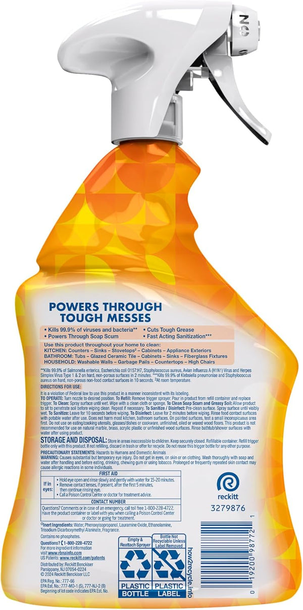 Lysol All Purpose Cleaner Spray, Disinfectant, Mango, 32oz Mango and Hibiscus 32 Fl Oz (Pack of 1)