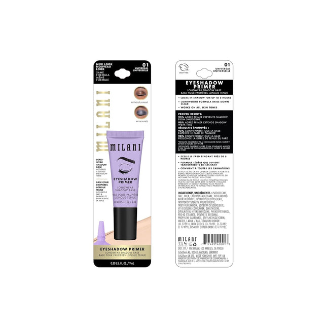 Milani Eyeshadow Primer - Clear Lightweight Eye Makeup Base for Crease-Proof Longwear - Preps Lids for Vibrant Color on 