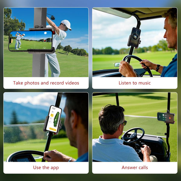Industrial-Strength Magnetic Phone Holder for Golf Carts - 360° Adjustable | Quick Release, Secures iPhone 15 Pro/Samsung S24 Ultra on EZGO/Club