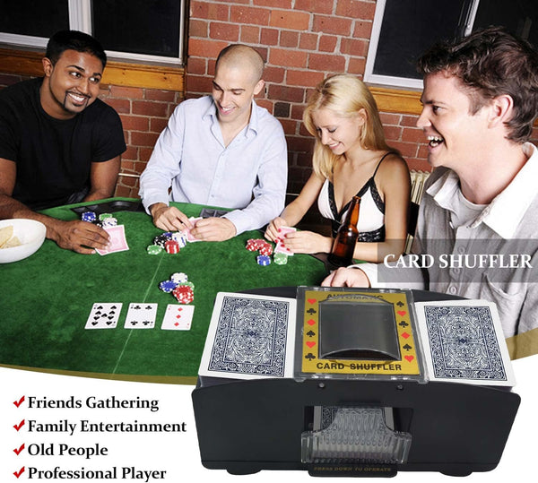 Automatic Card Shuffler, 1-2 Deck Battery-Operated Electric Poker Card Shuffler Machine, for Playing Cards/UNO