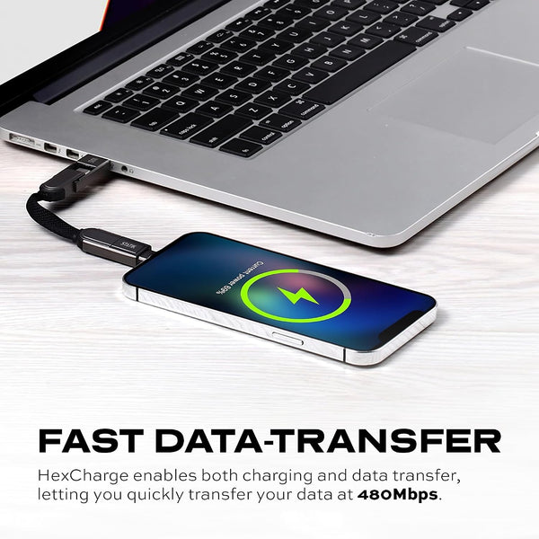 Statik Hexcharge Keychain Charger Cable - Portable 4 in 1 Charging Cable Key Ring, 60W Fast Charging, Universal Multi Charging, Compatible with