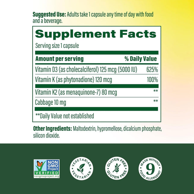 Megafood Vitamin D3 5000 IU (125 Mcg) - Vegetarian Supplements with Vitamin D3 K