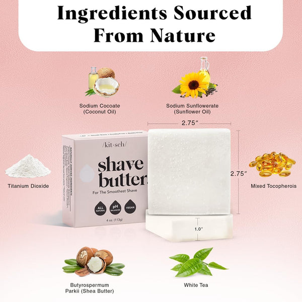 Kitsch Shaving Soap Bar – Shave Butter for Women & Men - Made in USA, 4 oz