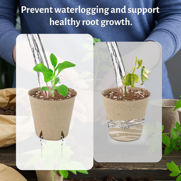 Bluepro 120 Packs 3.15 Inch Peat Pots, Biodegradable Pots for Seedlings with Drainage Holes, Herb Seed Starter 3.15 Inch-120Pcs Biodegradable Pots