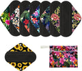7pcs/Set Reusable Menstrual Pads Including 1pc Mini Wet Bag +6pcs Bamboo Charcoal Cloth Menstrual Incontinence Pads/Reusable Sanitary/Mama Panty