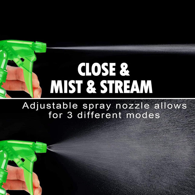 Spray Bottles - 3 Pack, 16 Oz - Mist/Stream, Bright Colors, Sturdy, Leak Proof, 