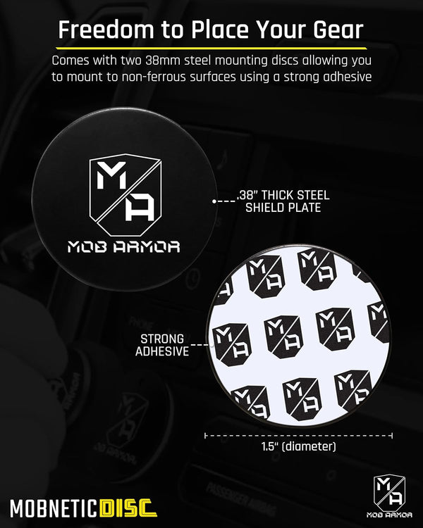 Mob Armor Magnetic Phone Mount Plates - Strong Adhesive Steel Discs for Mobnetic Maxx & Mob Magnetic Car Mounts, Compatible with Phone Magnet