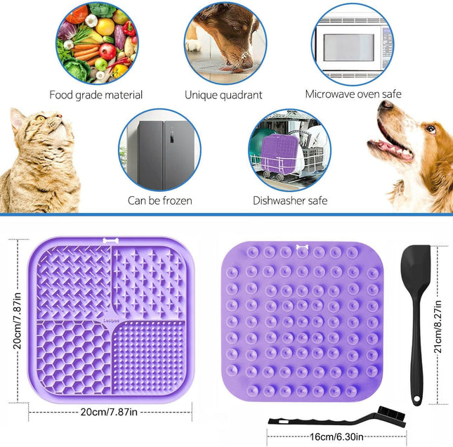 Lesipee Licking Mat for Dogs & Cats 2 Pack, Slow Feeder Lick Pat, Anxiety Relief
