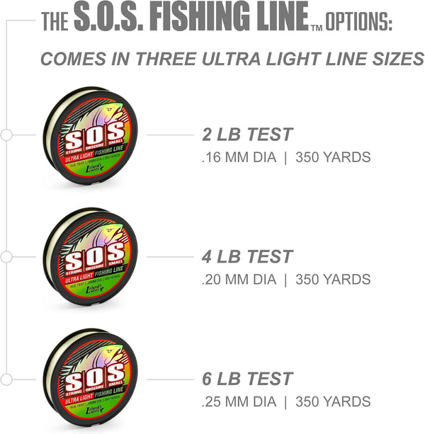 Trout Magnet Trout S.O.S. Fishing Line - 2lb Test, 350 Yard Spool, .16mm Diameter - The Strongest Light Invisible Fishing Line - Made in the USA