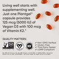 Sports Research® Vegan D3 5000Iu with Vitamin K2 100Mg - Formulated with Coconut MCT Oil - Vegan Certified, Soy & Gluten Free - 60 Softgels
