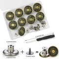 Arokimi Jeans Buttons Replacement, Instant No Sew Buttons for Pants with Tool,17MM Metallic 17MM