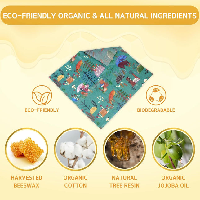 Reusable Beeswax Wrap - 9 Pack Beeswax Wraps for Food, Eco-Friendly Beeswax Food
