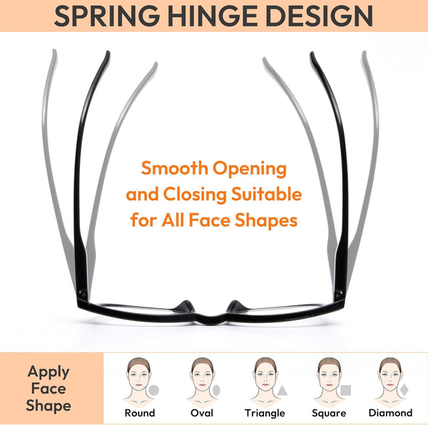 EFE Reading Glasses Readers for Women Ladies 1.5 Lightweight Full Frame Spring Hinge Eyeglasses 5 Pack (Mix Color, 1.50)