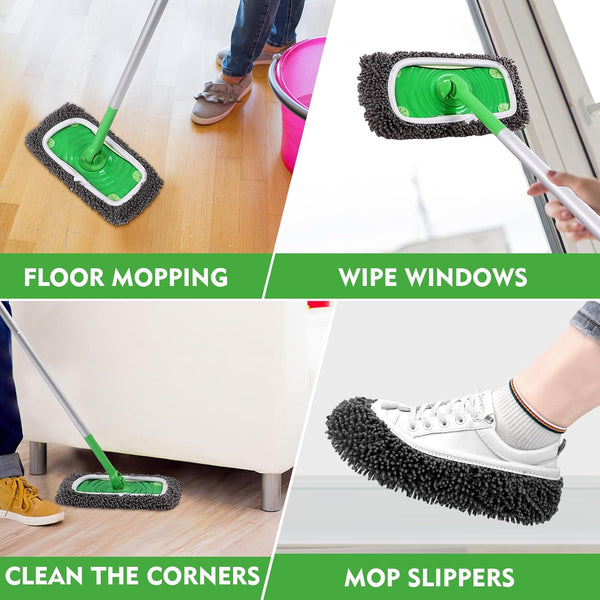 Reusable Wet Pads Refill for Swiffer Sweeper Mop - Dry Sweeping Cloths & Wet Mopping Cloths for Household Cleaning - Washable Microfiber Mop Pads,