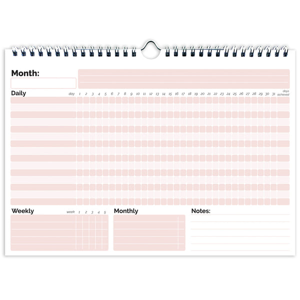 HADIGU Habit Tracker Calendar, (Undated 12 Month) with Spiral Bound and Hanger, A4 size (8.3"x11.7"), Habit Tracker Journal for Daily Weekly and