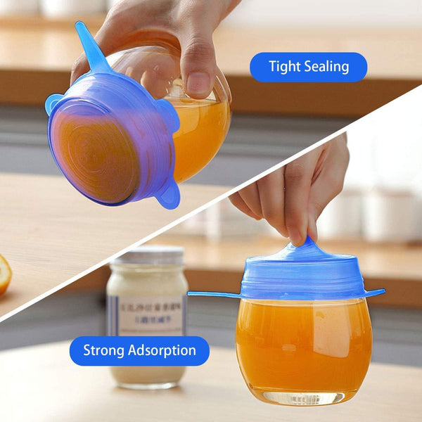 JIGUOOR Silicone Stretch Lids, 12 Pack Reusable Silicone Lids, Durable Food Storage Silicone Covers for Bowl, 6 Sizes to Meet Most Containers to