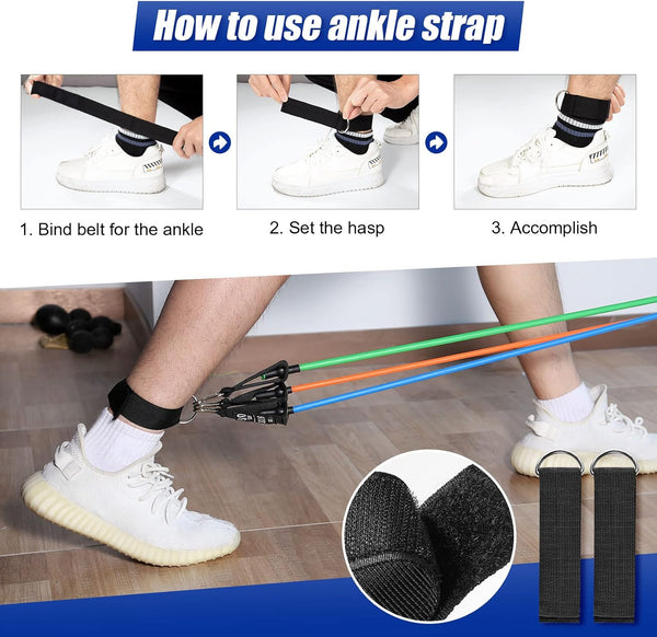 Resistance Bands Set, Himaly Exercise Bands Strength Training Fitness Bands Workout Elastic Bands with Legs Ankle Straps, Door Anchor, Handles &