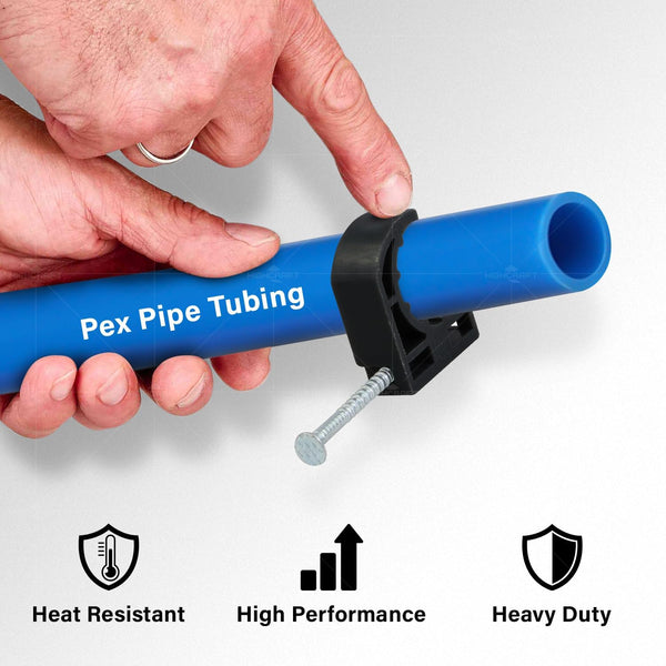 Highcraft ID234x50 Half Clamp with Nail For Pex Tubing Pipe Support, 1/2 in, Black 50 Pack Hook 1/2 in.