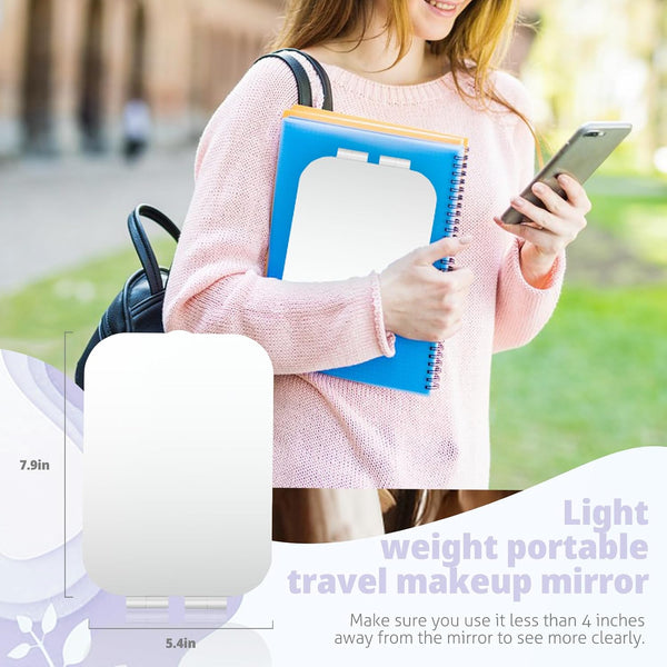 Travel Makeup Mirror, Portable Mirror with 3 Adjustable Light Settings, USB-Rechargeable Vanity Mirror with Lights，Gift for Women and Girls White