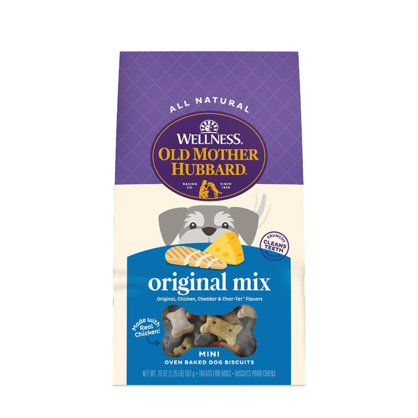 Wellness Old Mother Hubbard Classic Original Mix Dog Biscuits, Natural Training Treats, 4 Flavors, Mini Size, 20 oz Bag Assorted Mini 1.25 Pound