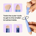 Makeup Brush Set Alleyoop Multi-Tasker 4-in-1 Travel Make Up Brush Set – Compact Makeup Brushes for Foundation, Blush, Bronzer, Contour,