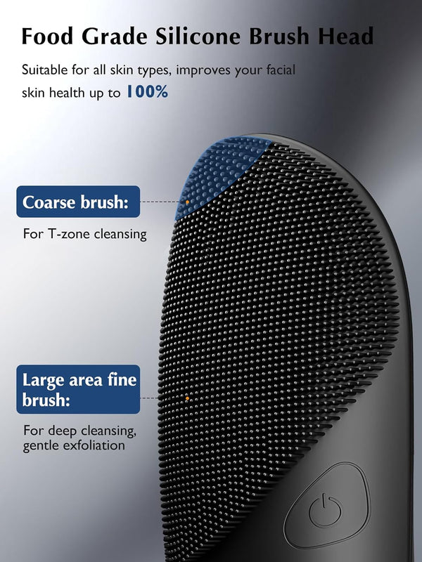 COSLUS JMY05 Silicone Face Scrubber Facial Cleansing Brush: Portable Waterproof Rechargeable Face Wash Brush, 4 Cleansing Modes, Electric Face