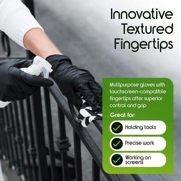 Inspire Black Nitrile Gloves HEAVY DUTY 6 Mil Nitrile Chemical Resistant Medical Cooking Cleaning Disposable Black Gloves Medium Black 6mil Box of 100