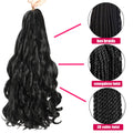 French Curly Braiding Hair 18 Inch 8 Packs Black Color - Pre Stretched Bouncy Braiding Hair- Loose Wavy Synthetic Hair Extensions For Black Women