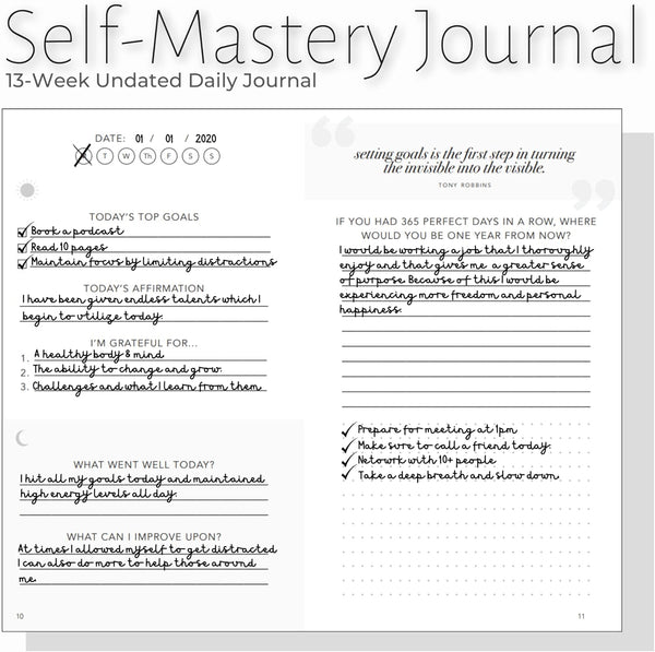 Self-Mastery Journal for Men - Daily Productivity Journal for Happiness, Gratitude, Mindfulness, Self Care & Reflection Ã¢ÂÂ Goal / Guided Journal