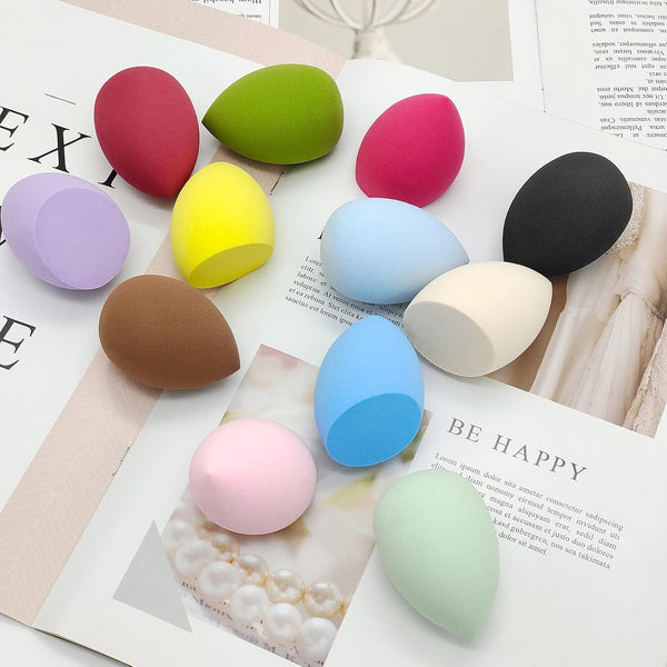 12 Pieces Professional Makeup Sponge Set,Latex Free Flawless Soft Setting Face Puffs,Multicolor Beauty Sponge Blender Cosmetic Applicator for