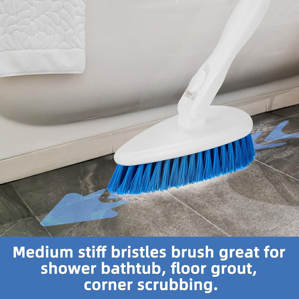 Qaestfy Shower Scrubber Cleaning Brush Combo Bath Tub Tile Cleaner Scrubber Brush with 51'' Adjustable Long Handle Scrub Brush for Bathroom Shower