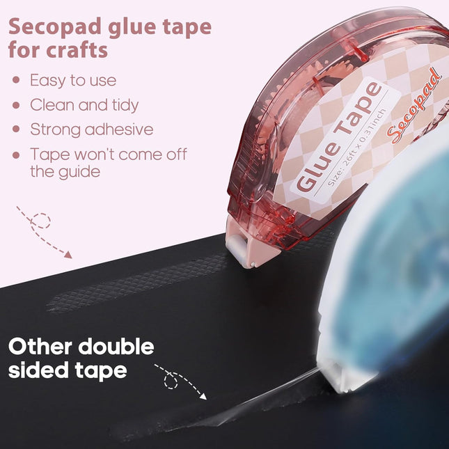 Scrapbook Tape, 4 Pack Double Sided Tape Roller for Crafts, Adhesive Glue Runner Scrapbooking Supplies Journaling School